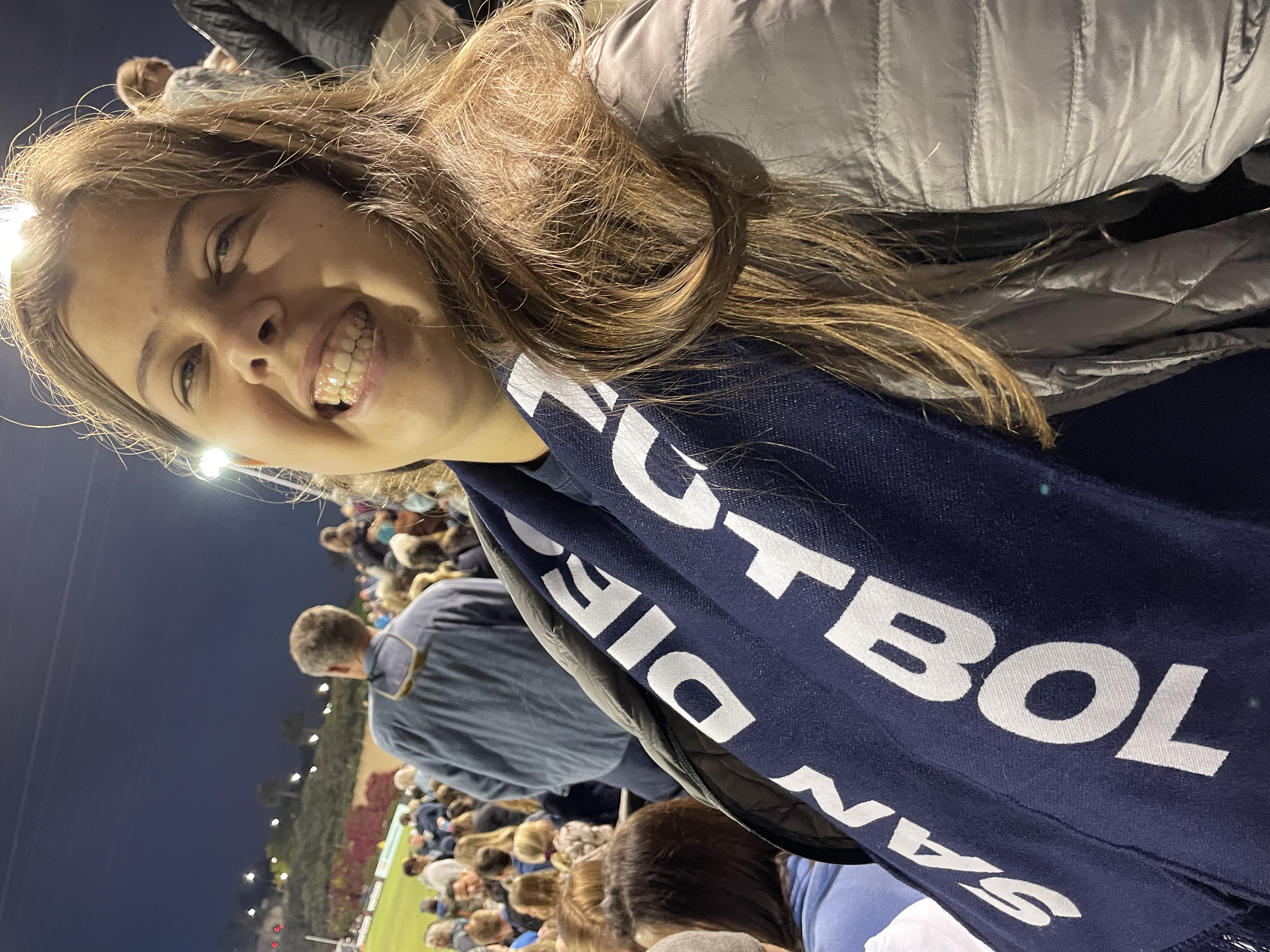 A photo of me in my junior year at a San Diego Wave FC game.